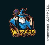 Wizard mascot logo design vector with modern illustration concept style for badge, emblem and t shirt printing. Wizard illustration for sport and esport team.