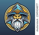 Wizard mascot logo design vector with modern illustration concept style for badge, emblem and t shirt printing. Wizard illustration for sport and esport team.