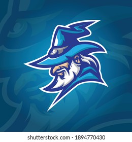wizard mascot logo design vector with concept style for badge, emblem and tshirt printing. wizard head  illustration.