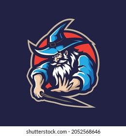 Wizard mascot logo design vector with modern illustration concept style for badge, emblem and t shirt printing. Wizard illustration.