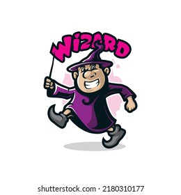 Wizard mascot logo design vector with modern illustration concept style for badge, emblem and t shirt printing. Smart wizard illustration.