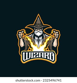 Wizard mascot logo design vector with modern illustration concept style for badge, emblem and t shirt printing. Wizard illustration for sport and esport team.