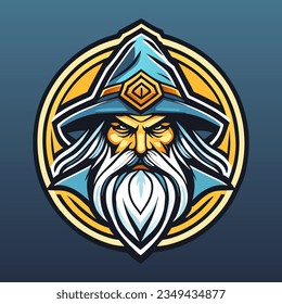 Wizard mascot logo design vector with modern illustration concept style for badge, emblem and t shirt printing. Wizard illustration for sport and esport team.