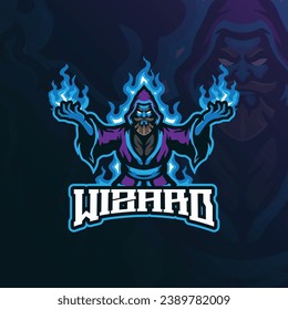 Wizard mascot logo design vector with concept style for badge, emblem and t shirt printing. Wizard illustration for sport and esport team.