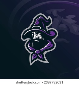 Wizard mascot logo design vector with concept style for badge, emblem and t shirt printing. Wizard head illustration for sport and esport team.