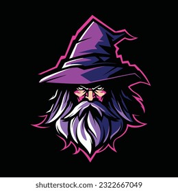 Wizard Mascot Logo for Esport. Wizard T-shirt Design. Wizard Logo. Wizard Sticker