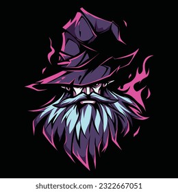 Wizard Mascot Logo for Esport. Wizard T-shirt Design. Wizard Logo. Wizard Sticker