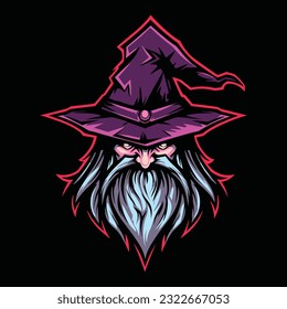 Wizard Mascot Logo for Esport. Wizard T-shirt Design. Wizard Logo. Wizard Sticker