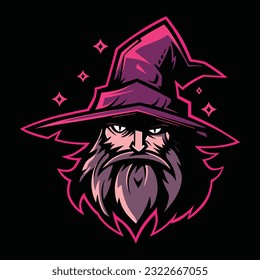 Wizard Mascot Logo for Esport. Wizard T-shirt Design. Wizard Logo. Wizard Sticker