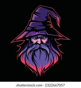 Wizard Mascot Logo for Esport. Wizard T-shirt Design. Wizard Logo. Wizard Sticker