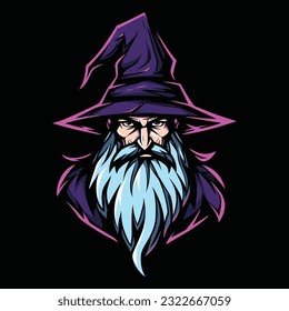 Wizard Mascot Logo for Esport. Wizard T-shirt Design. Wizard Logo. Wizard Sticker