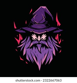 Wizard Mascot Logo for Esport. Wizard T-shirt Design. Wizard Logo. Wizard Sticker