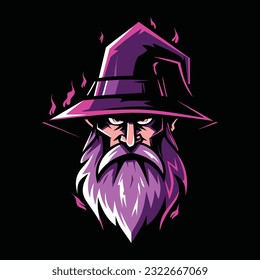 Wizard Mascot Logo for Esport. Wizard T-shirt Design. Wizard Logo. Wizard Sticker