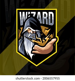 Wizard mascot logo esports design template