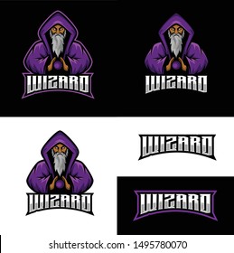 wizard mascot logo illustration, vector file eps 10, color and text is easy to edit