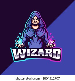 Wizard mascot logo template. perfect for gaming logo, apparel, merchandise, etc