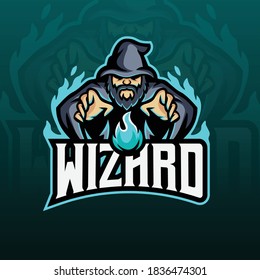 wizard mascot team esport logo design