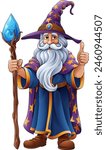 A wizard merlin cartoon beard magician man Halloween character mascot