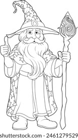 A wizard merlin cartoon beard magician man Halloween character mascot