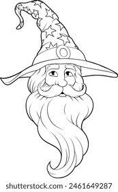 A wizard merlin cartoon beard magician man Halloween character mascot