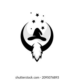 wizard moon logo design vector