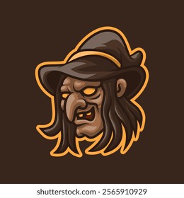 Wizard Old Granny Head Esport Mascot Vector Illustration is perfect for your brand business