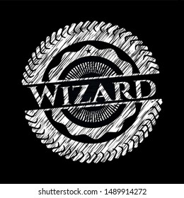 Wizard on blackboard. Vector Illustration. Detailed.