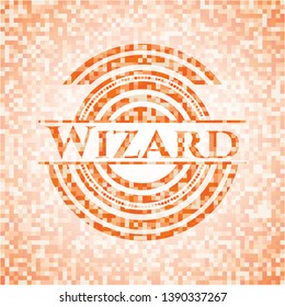 Wizard orange mosaic emblem with background