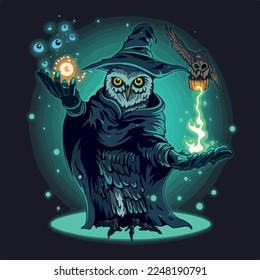 Wizard Owl Casting a Magic Spell