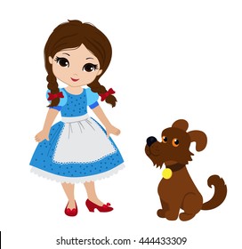 Wizard Of Oz. Dorothy And Her Puppy. Vector.