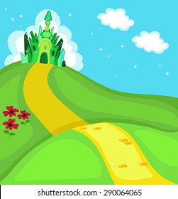 Wizard of Oz. Emerald city square. Vector Illustration