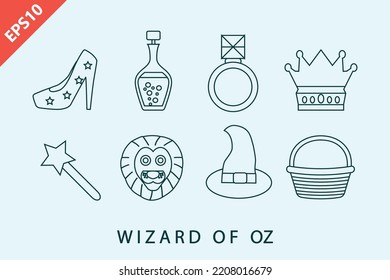 wizard of oz icons design vector flat modern isolated illustration