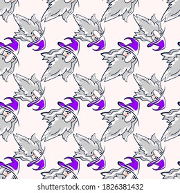 Wizard pattern, seamless pattern on white background.