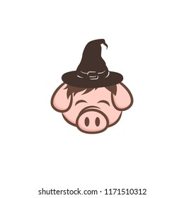 wizard pig pork bacon theme cartoon vector