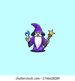 Wizard Pose Cute Illustration Vector.