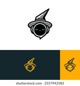 wizard robot chat design ilustration logo concept for your brand