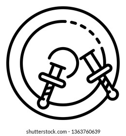 Wizard round shield icon. Outline wizard round shield vector icon for web design isolated on white background