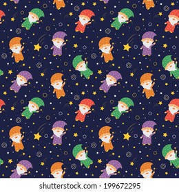  Wizard, Seamless Cute Magic Pattern