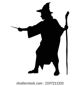 Wizard Silhouette Vector On White Background Stock Vector (Royalty Free ...