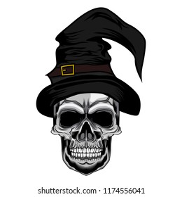 Wizard skull vector illustration art