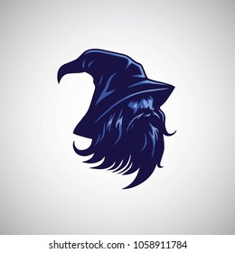 Wizard Sorcerer Logo Design Mascot Vector Illustration