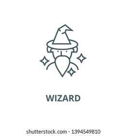 Wizard, sorcerer vector line icon, linear concept, outline sign, symbol