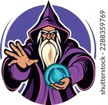 Wizard with a spell logo - illustration