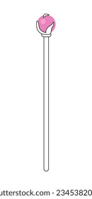 Wizard staff for magical tricks monochrome flat vector object. Stick with magic crystal. Editable black and white thin line icon. Simple cartoon clip art spot illustration for web graphic design