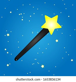 Wizard staff vector desing.Star staff desing.