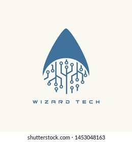  wizard tech logo design vector