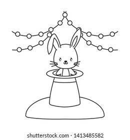 wizard top hat with cute rabbit and garlands