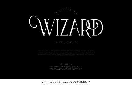 Wizard typography beauty fashion elegant minimalist serif italic fonts decorative wedding vintage retro logos. Minimal luxury font alphabet logo. Vector illustration