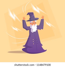 Wizard Vector. Cartoon. Isolated art on white background. Flat