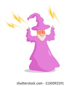 Wizard Vector. Cartoon. Isolated art on white background. Flat